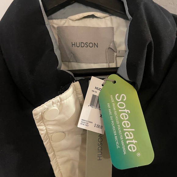 Hudson Jeans Men's Black and Cream Puffer Jacket - Picture 2 of 4